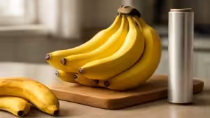 Bananas stay fresh for 2 weeks without going brown if kept with 1 household item