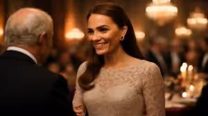 Kate Middleton, in a long dress embroidered with Chantilly lace, brought out her favorite accessory for the banquet with the American president